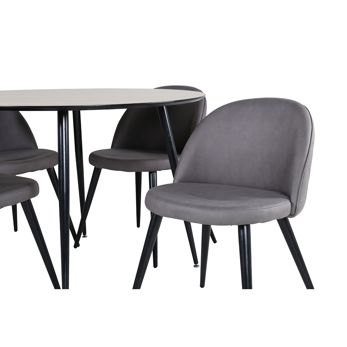 Silar Dining Table - Round 100 cm - "Wood Look"  Melamine / Grå/Natur