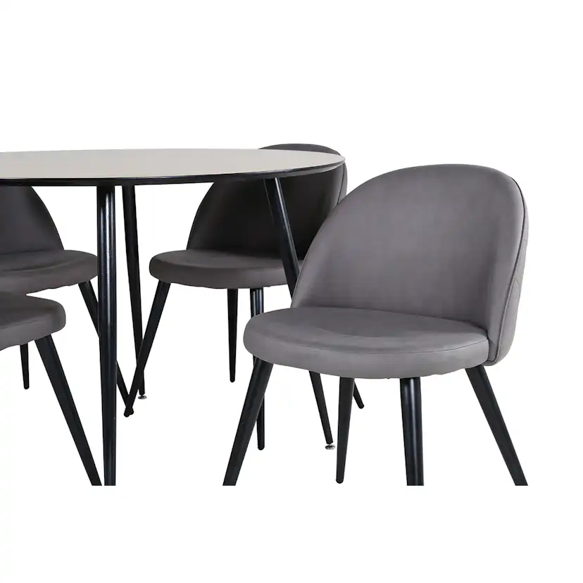Silar Dining Table - Round 100 cm - "Wood Look" Melamine / Grå/Natur