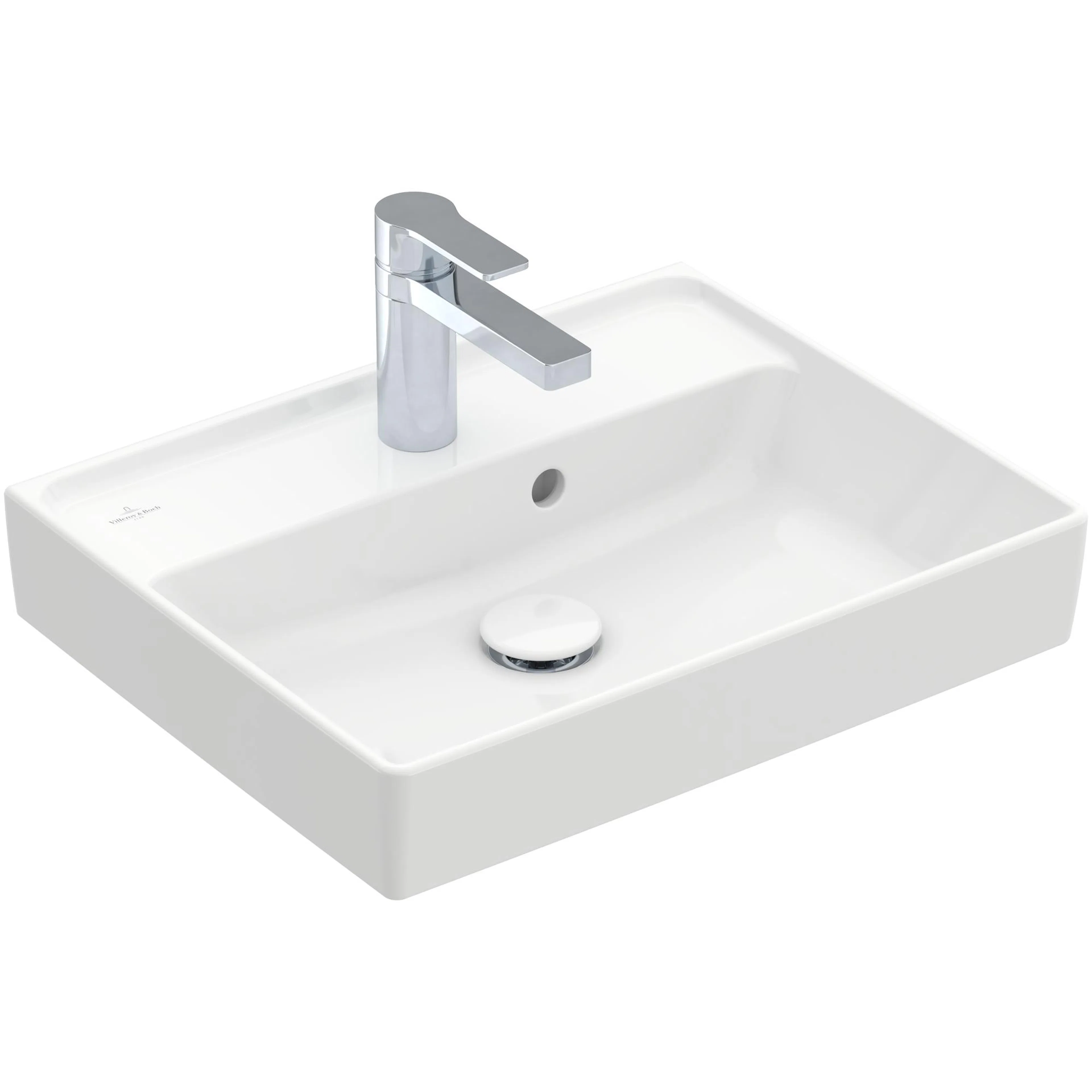 Tvättställ villeroy & Boch Collaro 433450R1 Vit Alpin CeramicPlus, Med Bräddavlopp, 500 mm, för Enhålsblandare