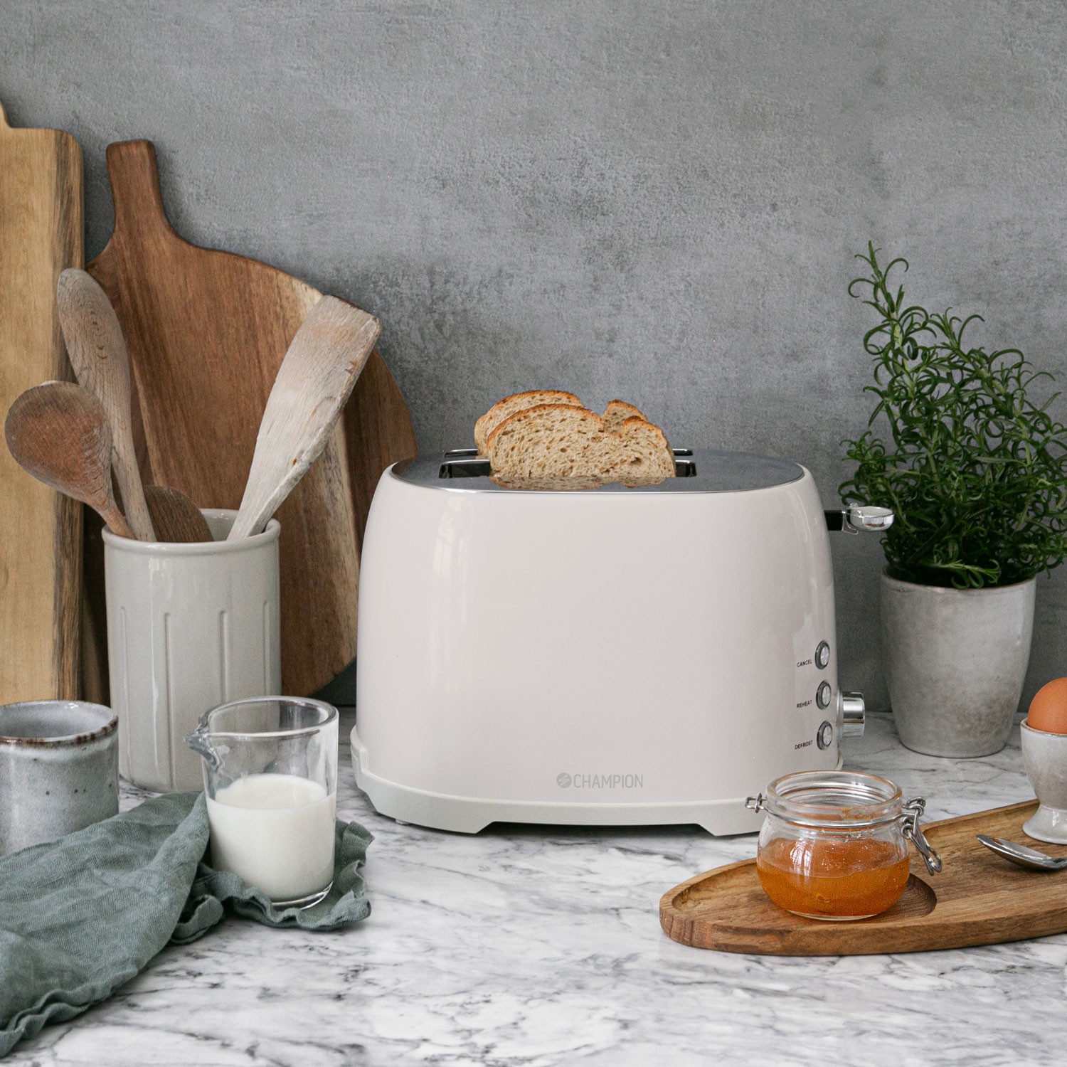 Brödrost Champion 2 skivor 800W BR610 Creme White Series