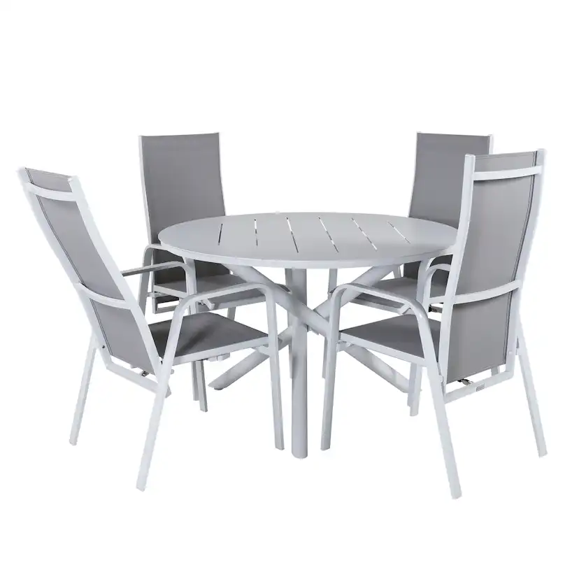 Alma Dining Table - White Alu - ø120cm+Copacabana Recliner C Vit