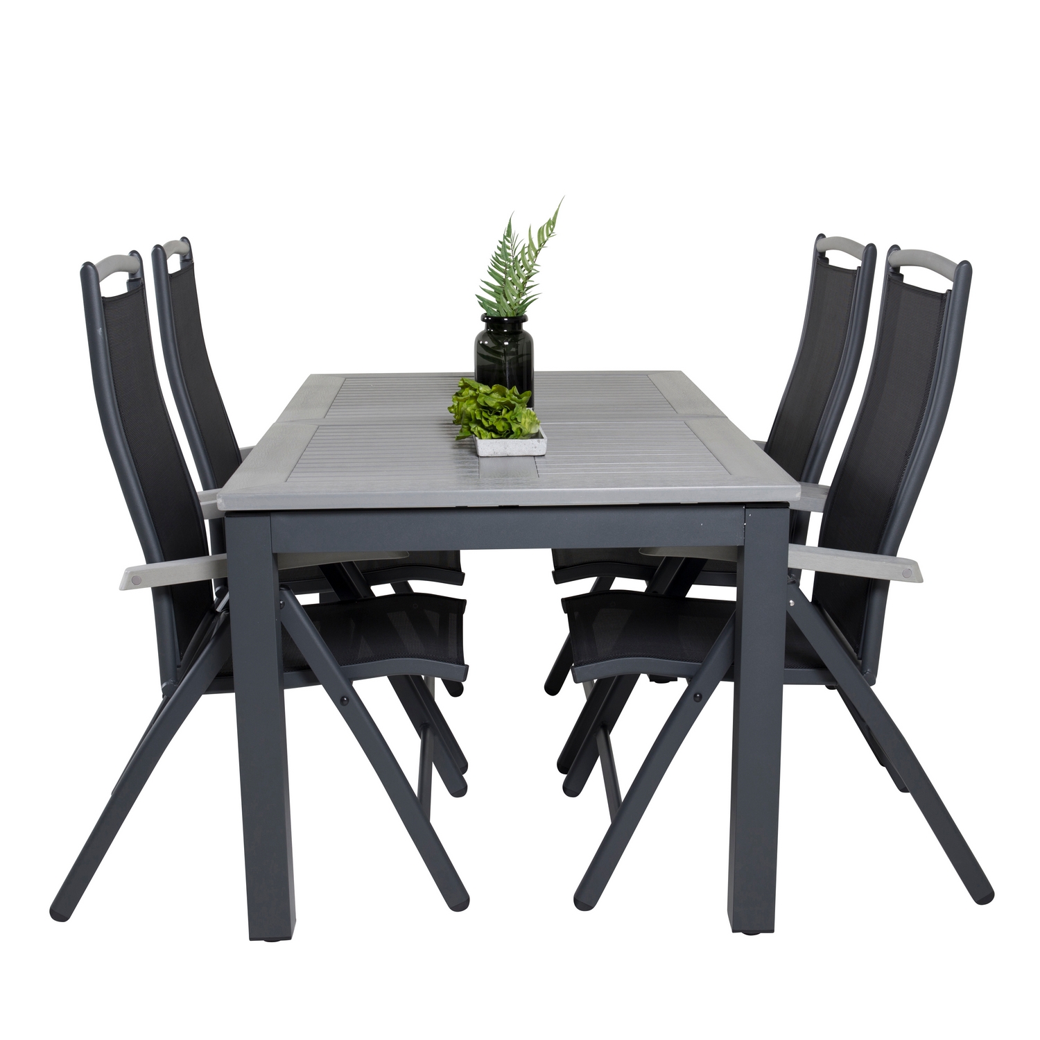 Albany Dining Table 160/240*100 - Svart Alu / Grey Aintwood+ Svart/Grå