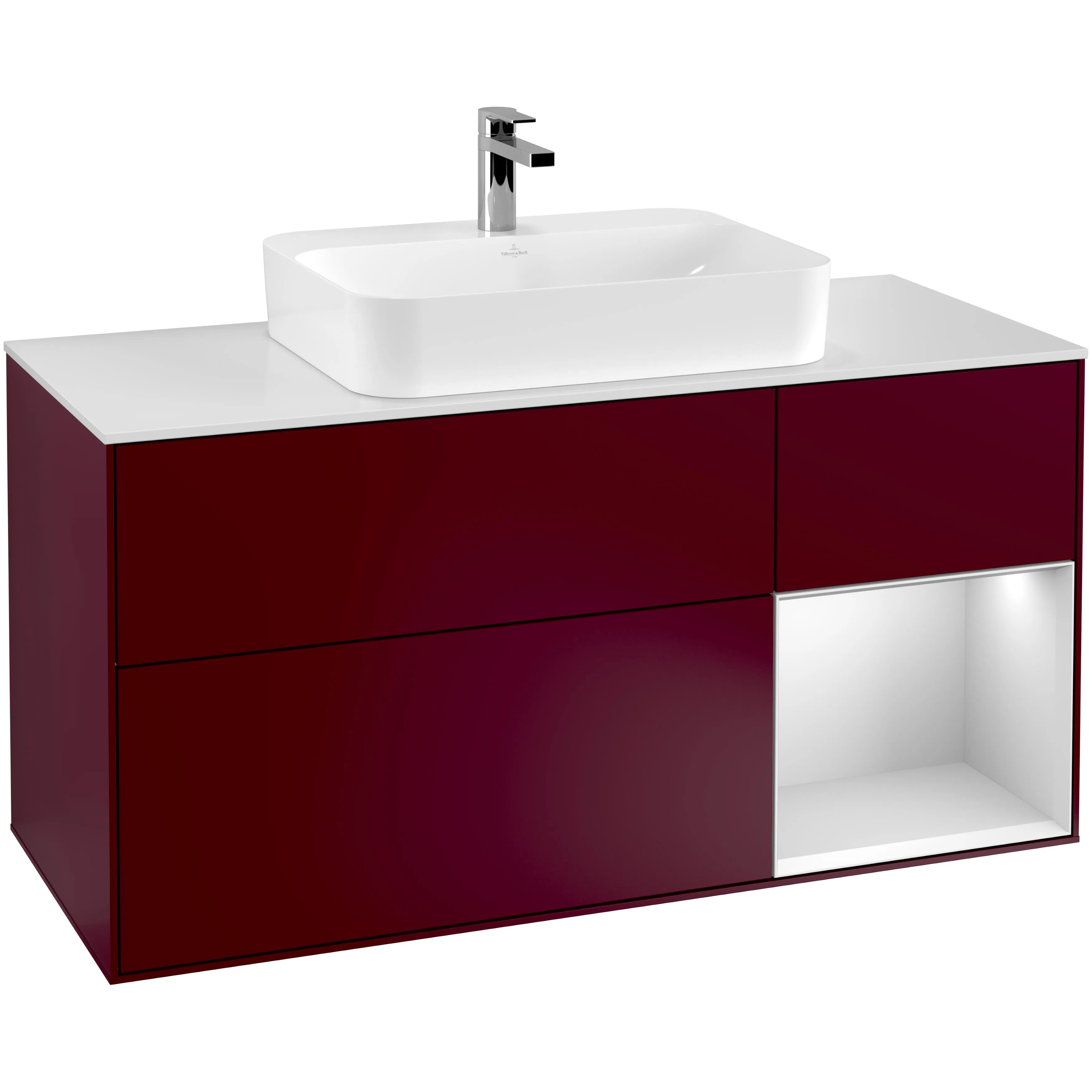 Tvättställsskåp Villeroy & Boch Finion med 3 Lådor Hylla och Bänkskiva för Ytmonterat Tvättställ