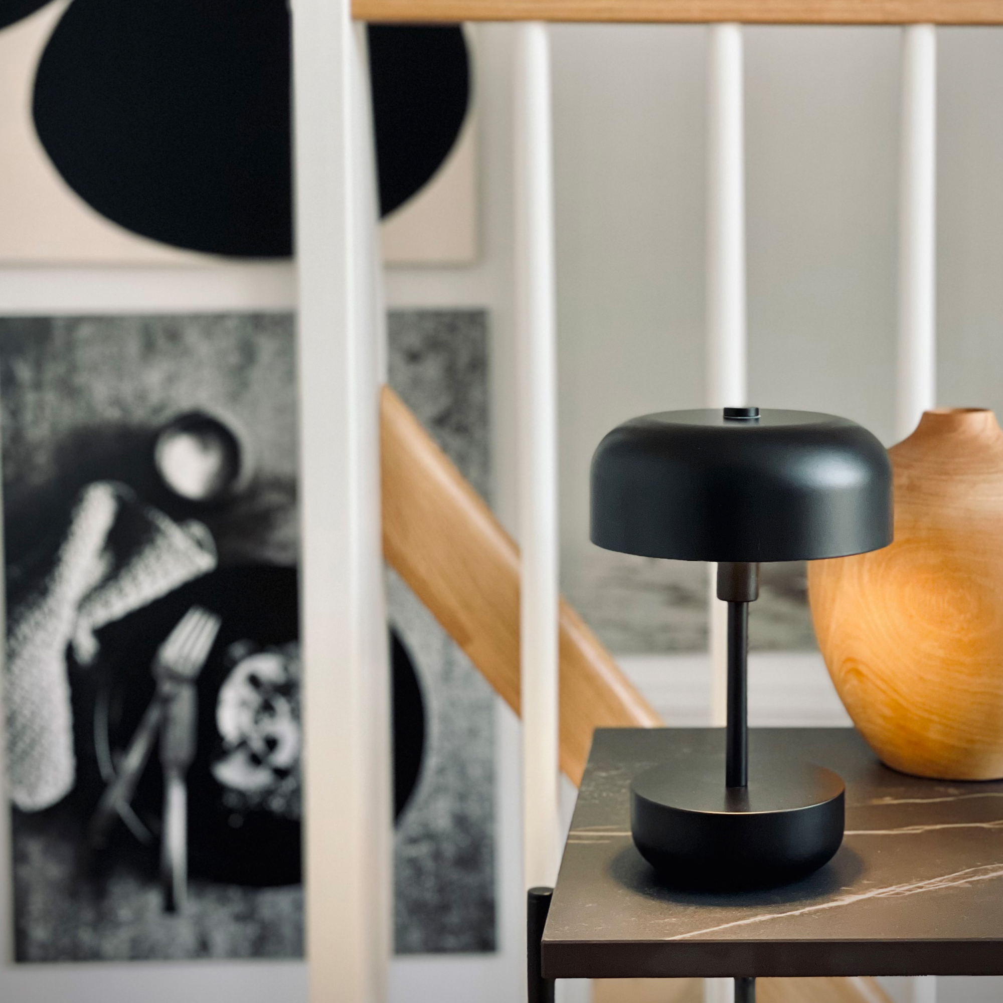 Portabel Bordslampa Dyberg Larsen Haipot LED Uppladdningsbar Svart