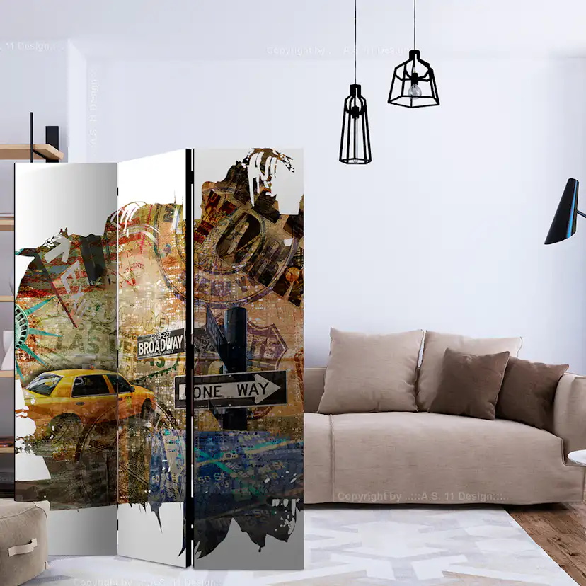 Rumsavdelare Skärmvägg Arkiio New York Collage 135x172 cm