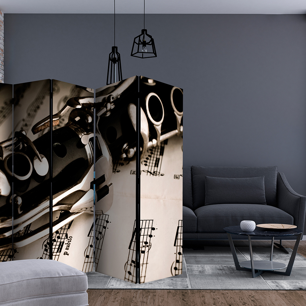 Rumsavdelare Skärmvägg Arkiio Clarinet And Music Notes II 225x172 cm