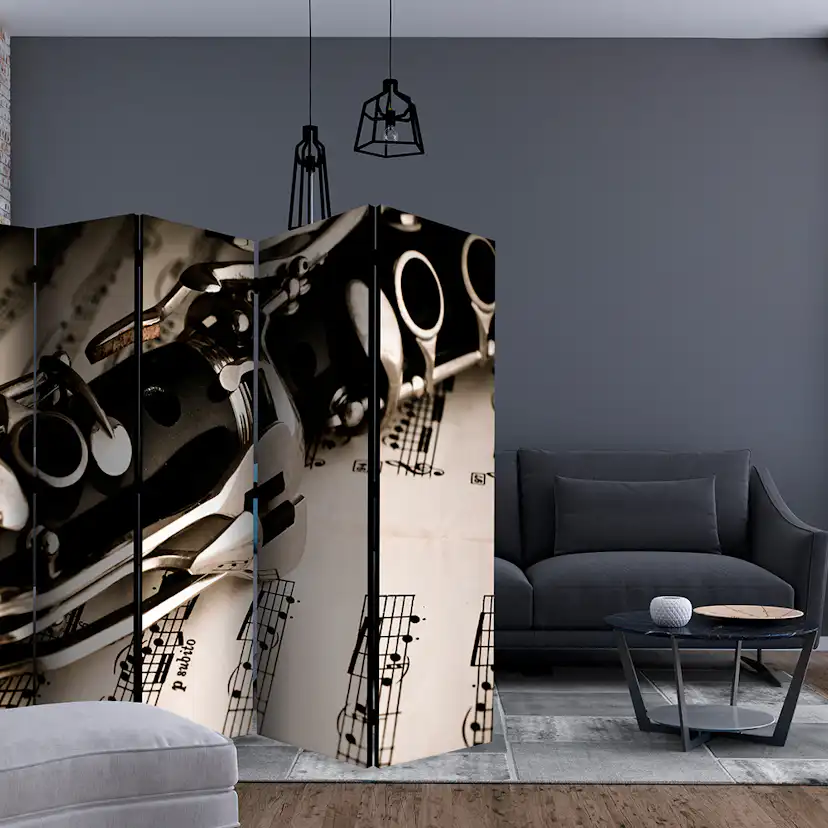 Rumsavdelare Skärmvägg Arkiio Clarinet And Music Notes II 225x172 cm