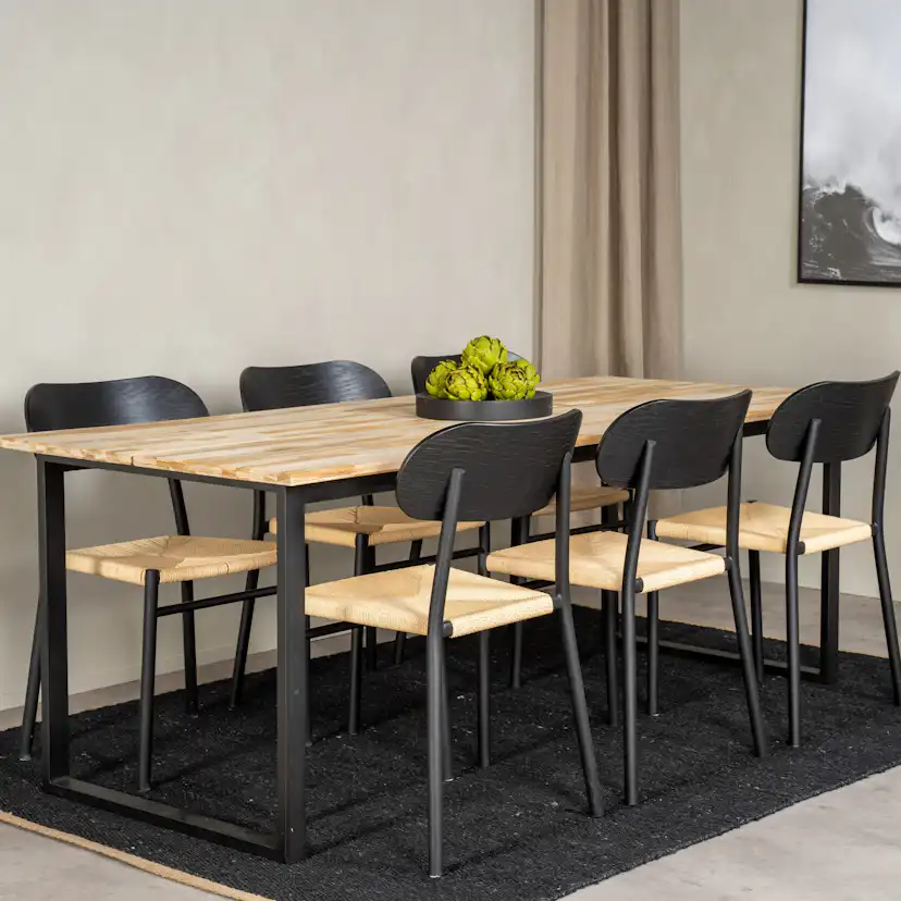 Matgrupp Venture Home Cornelia med 6 Peggy Stolar Svart