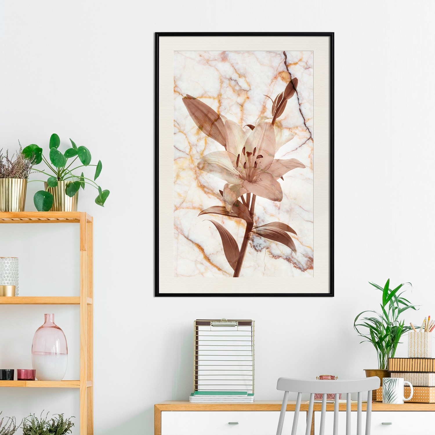 Affisch - Milan Lily [Poster] 20x30 Svart ram med passepartout, 20x30 cm