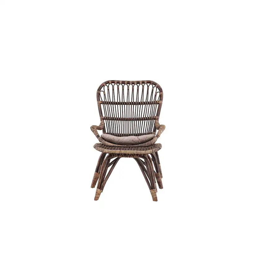 Ella Loungechair Rattan - Dark walnut / Beige - Ersätter 610 Färg: Dark Walnut