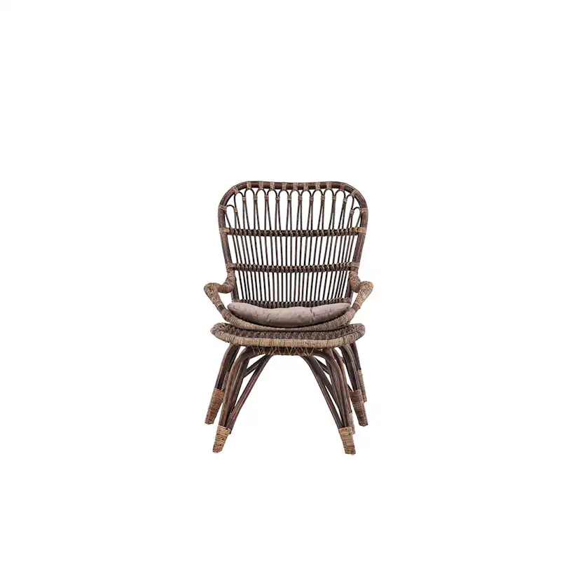 Ella Loungechair Rattan - Dark walnut / Beige - Ersätter 610 Färg: Dark Walnut