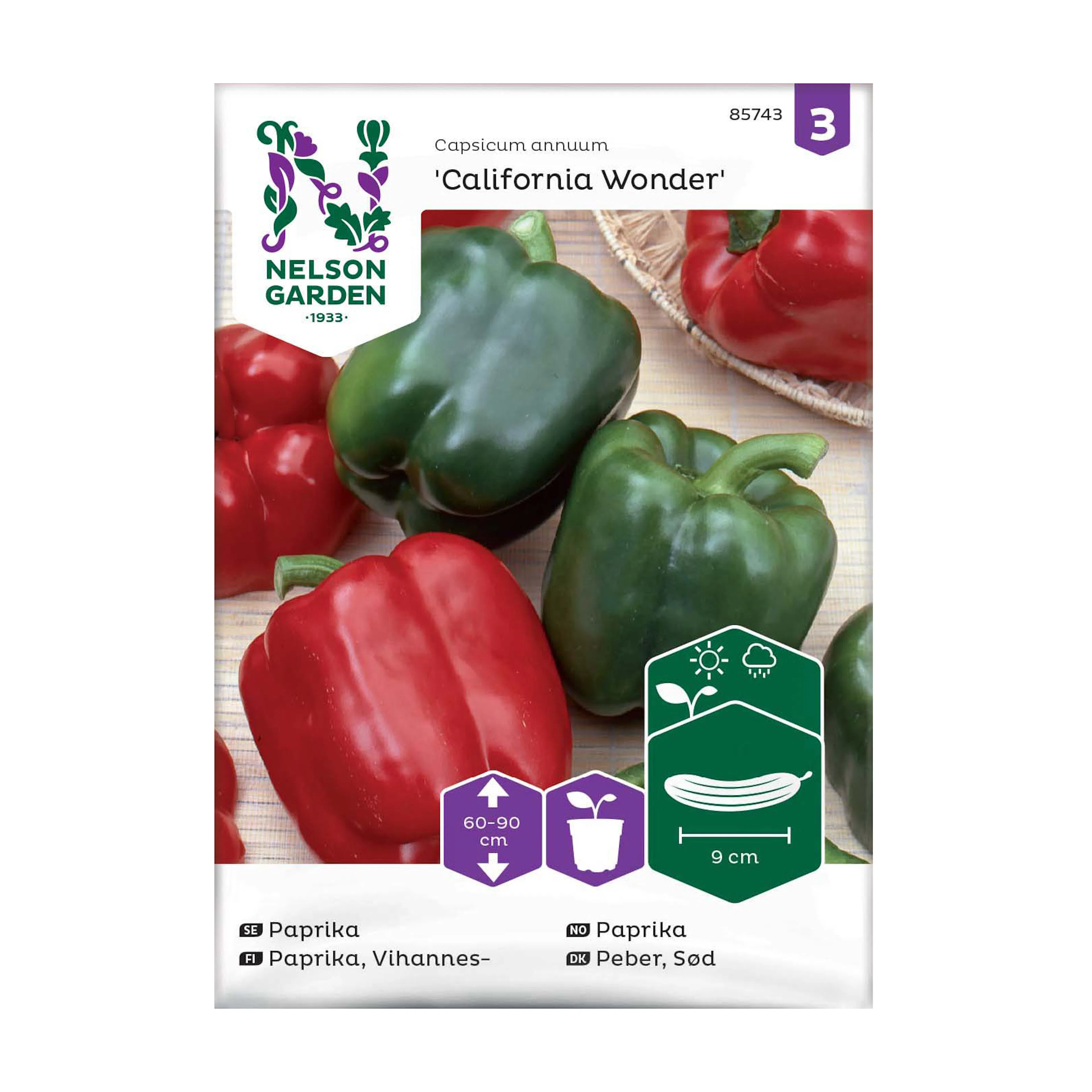 Frö Paprika Nelson Garden California Wonder Röd