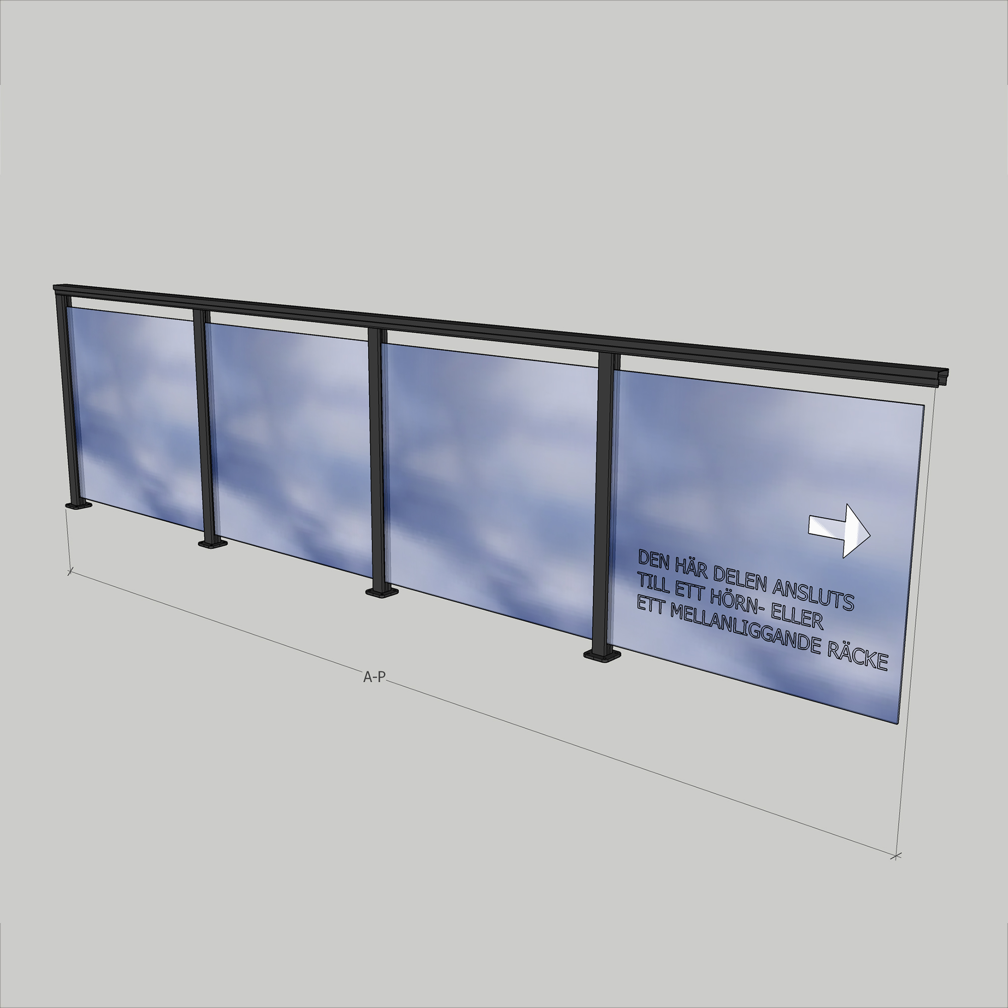 Glasräcke Novoroom Komplett Sektion A-P