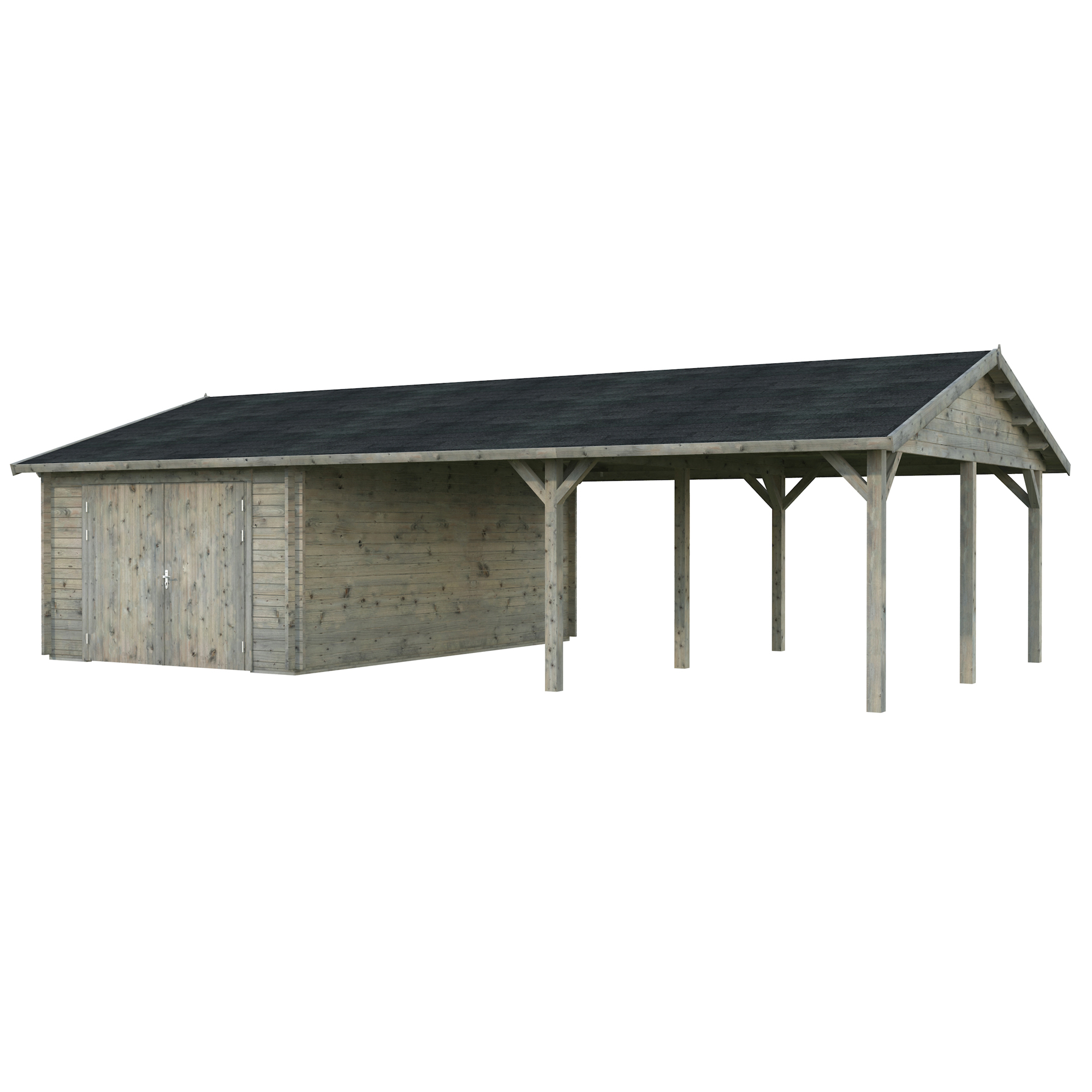 Garage Palmako Roger med Carport 53,1 m2 och Slagport
