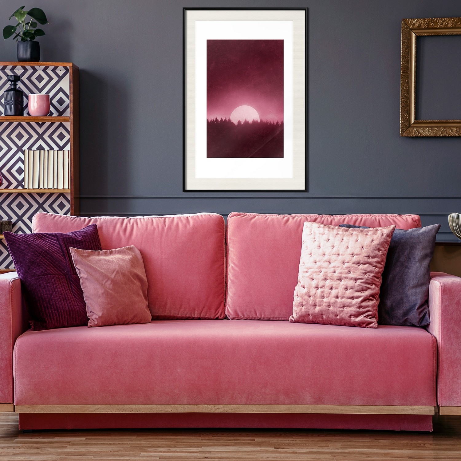 Affisch - Full Moon [Poster] 20x30 Svart ram med passepartout, 20x30 cm