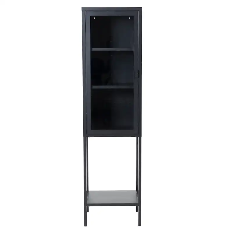Misha - High Thin Cabinet w shelf - Black Svart