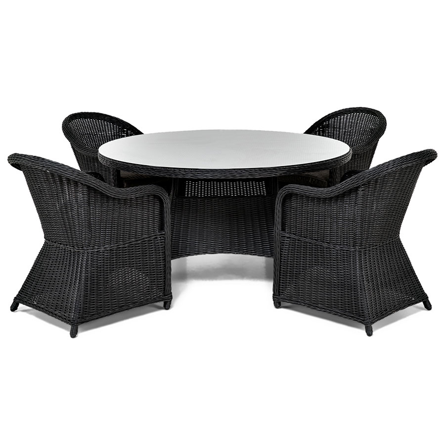 Matgrupp Utomhus Comfort Garden Marcus 140 Rund med 4 Light Utefåtöljer inkl. Dyna
