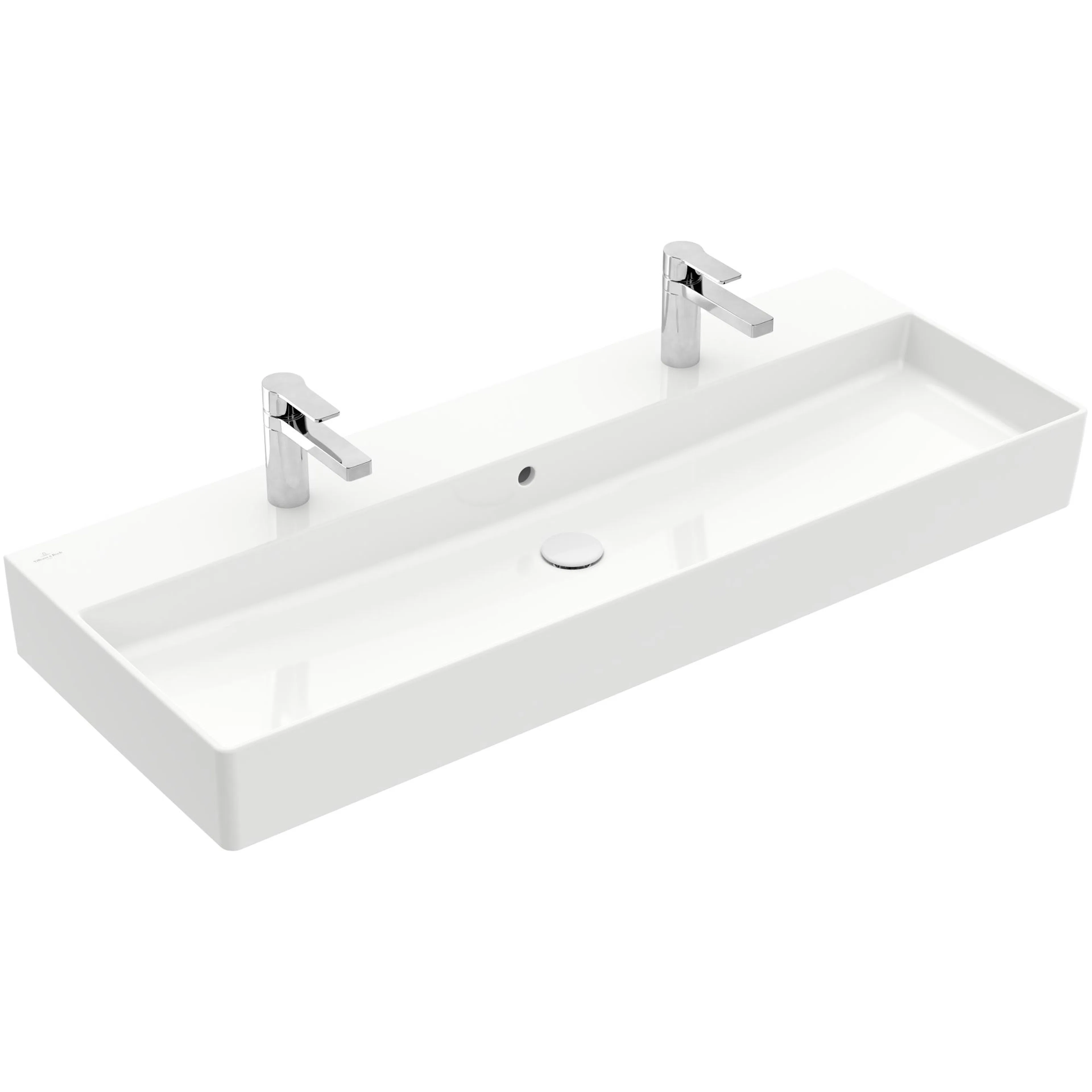 Tvättställ villeroy & Boch Memento 2.0 4A22C4R1 Vit Alpin CeramicPlus, Med Bräddavlopp, 1200 mm, Med 2 Blandarhål, för Två Enhålsblandare