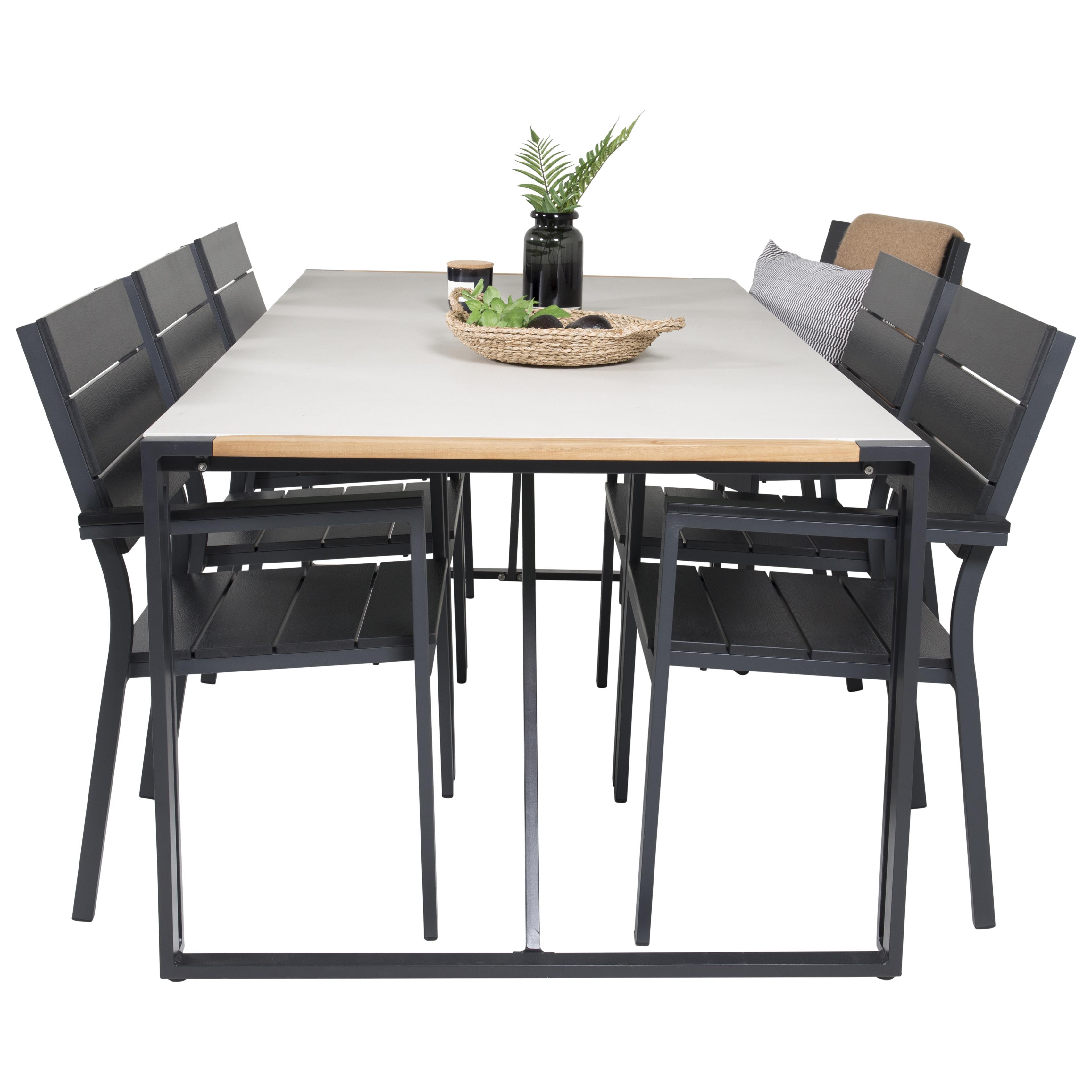 Matgrupp Utomhus Venture Home Tilly 200 med 6 Lova Trädgårdsstolar