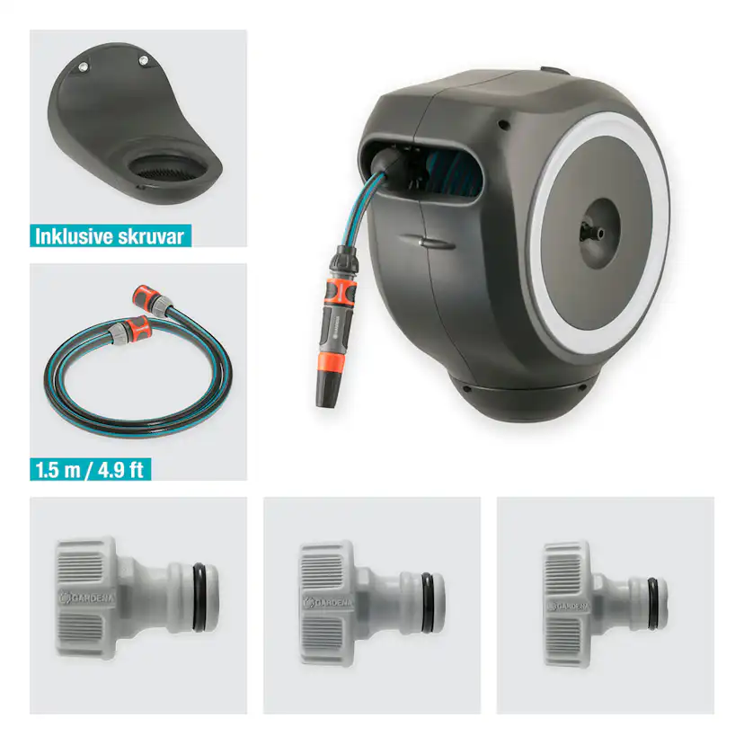 Slangbox Gardena RollUp S 15 m Vit