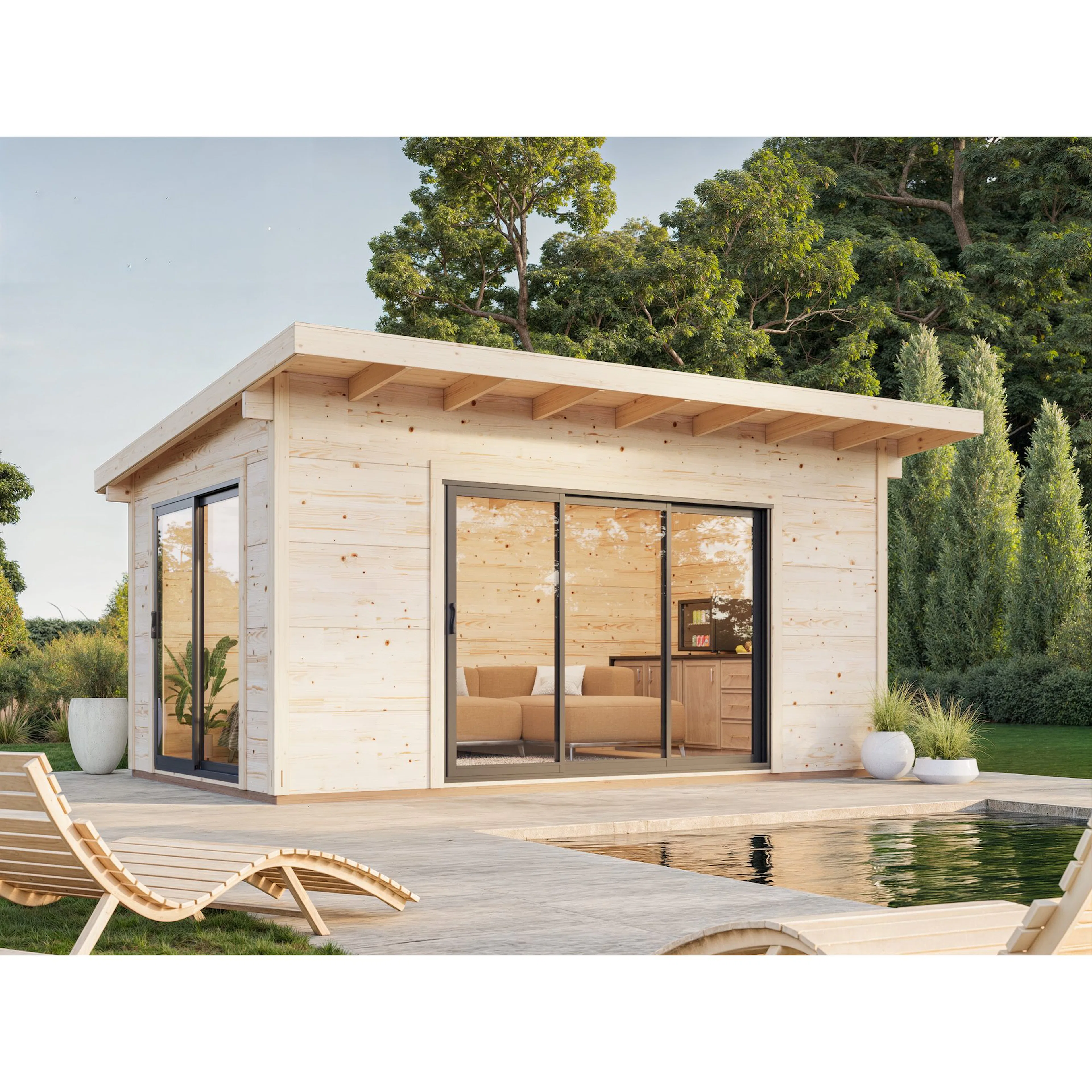 Trädgårdshus Palmako Grace 15,0 m2 (inv. 14,1 m2) med skjutpartier SlidePlus