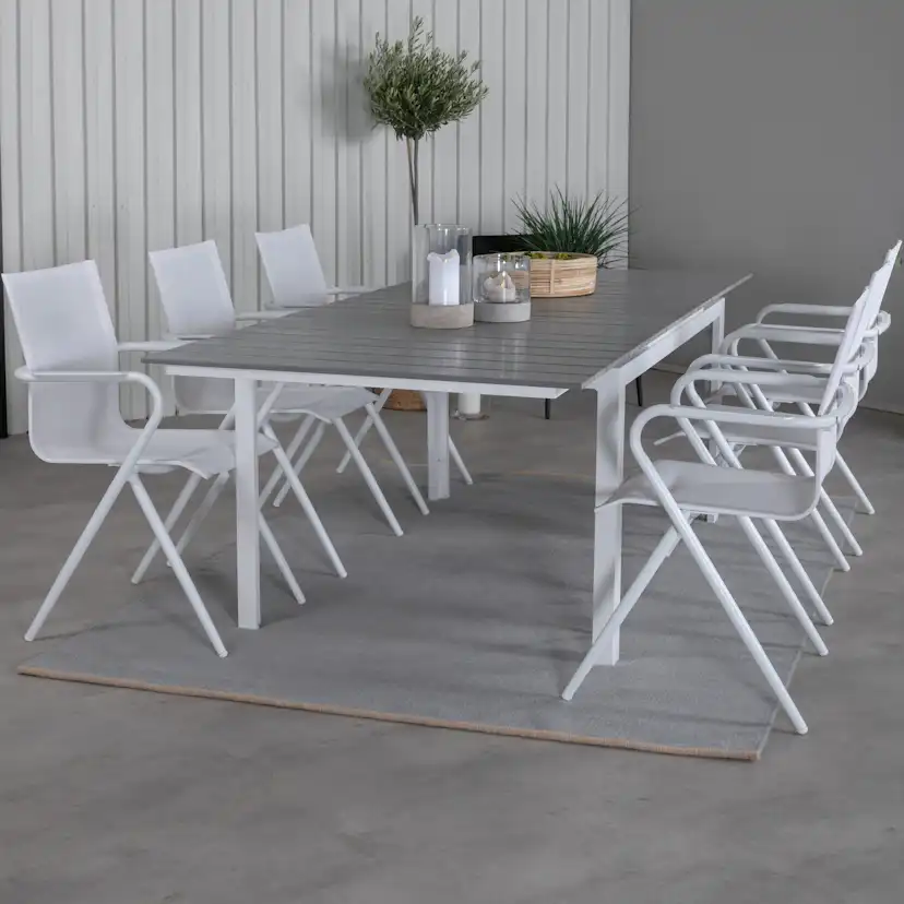 Matgrupp Venture Home Lova 160 Vit med 6 Aspen Matstolar