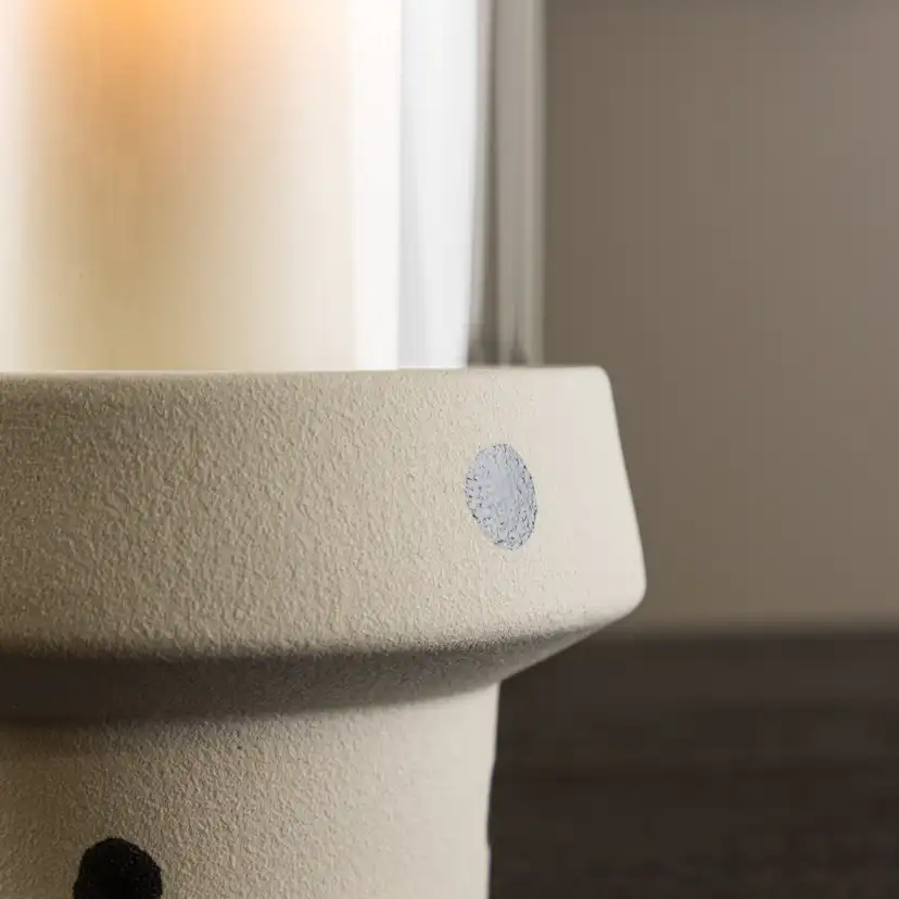 Davida Lantern - White/Black Dots/Clear Glass - 15*H29cm Vit/Svart, Diamater: 150 mm