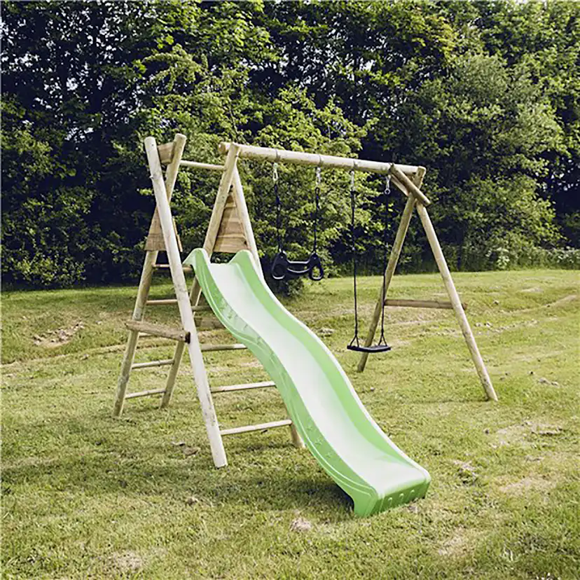 Gungställning Nordic Play Gunga, Trapets och Rutschkana Svart/Grön 331 cm