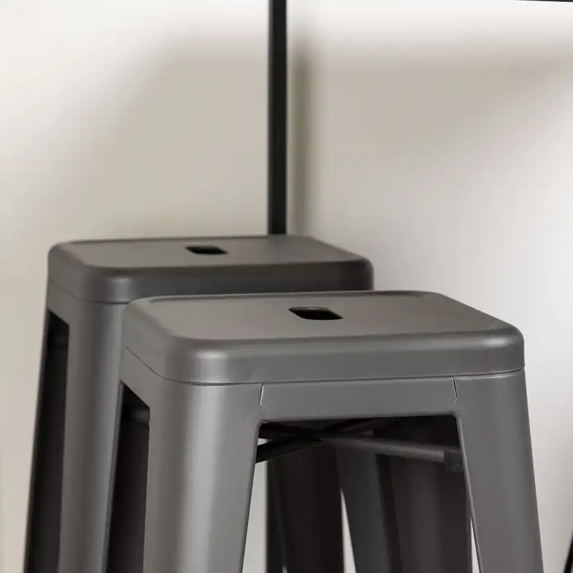 Brea Bar Table - Black / Black MDF +Tempe Bar Chair - Dark G Grå