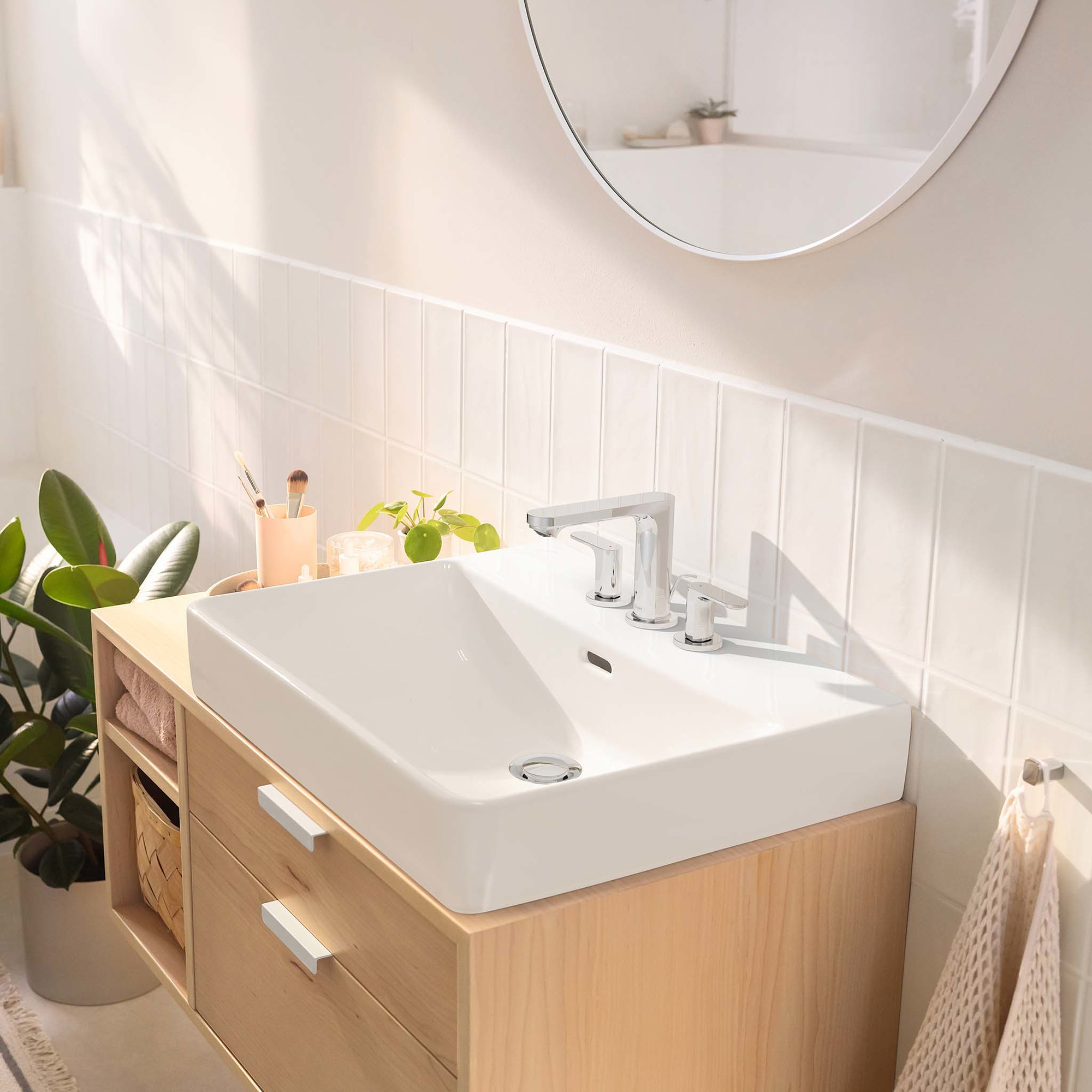 Tvättställsblandare Hansgrohe Rebris S 3-håls 110 med Lyftventil