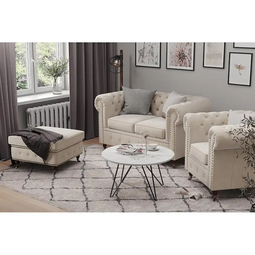 Fotpall Manor House Chesterfield Deluxe Sammet