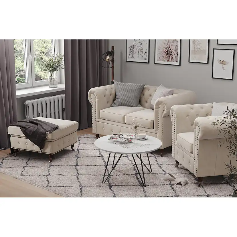 Fotpall Manor House Chesterfield Deluxe Sammet