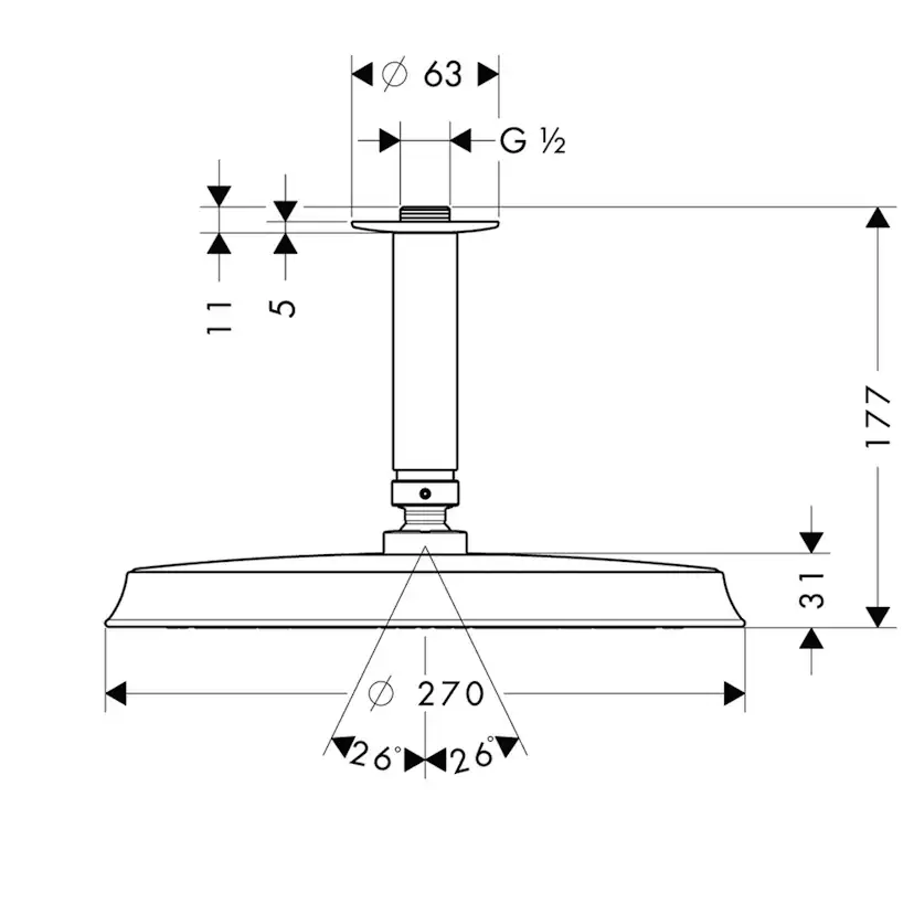 HG Raindance Classic AIR 240 mm, takarm Krom