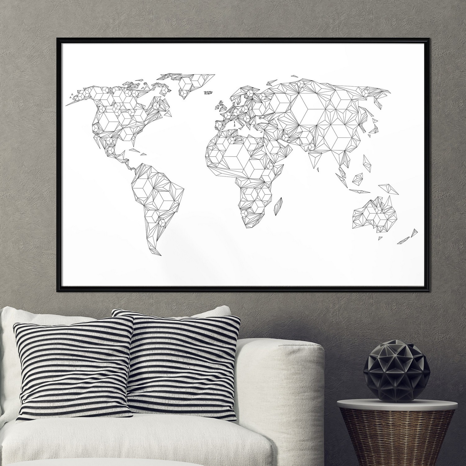 Affisch - Geometric Map [Poster] 30x20 Svart ram, 30x20 cm
