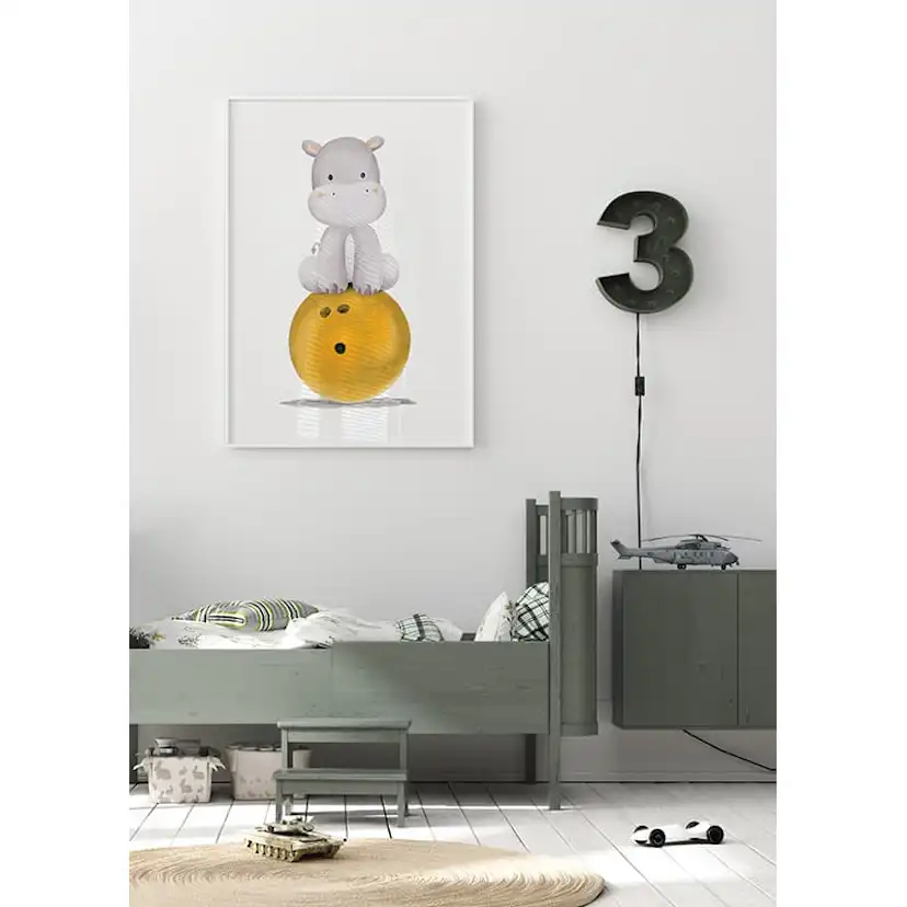 Poster Gallerix Hippo With Bowling Ball