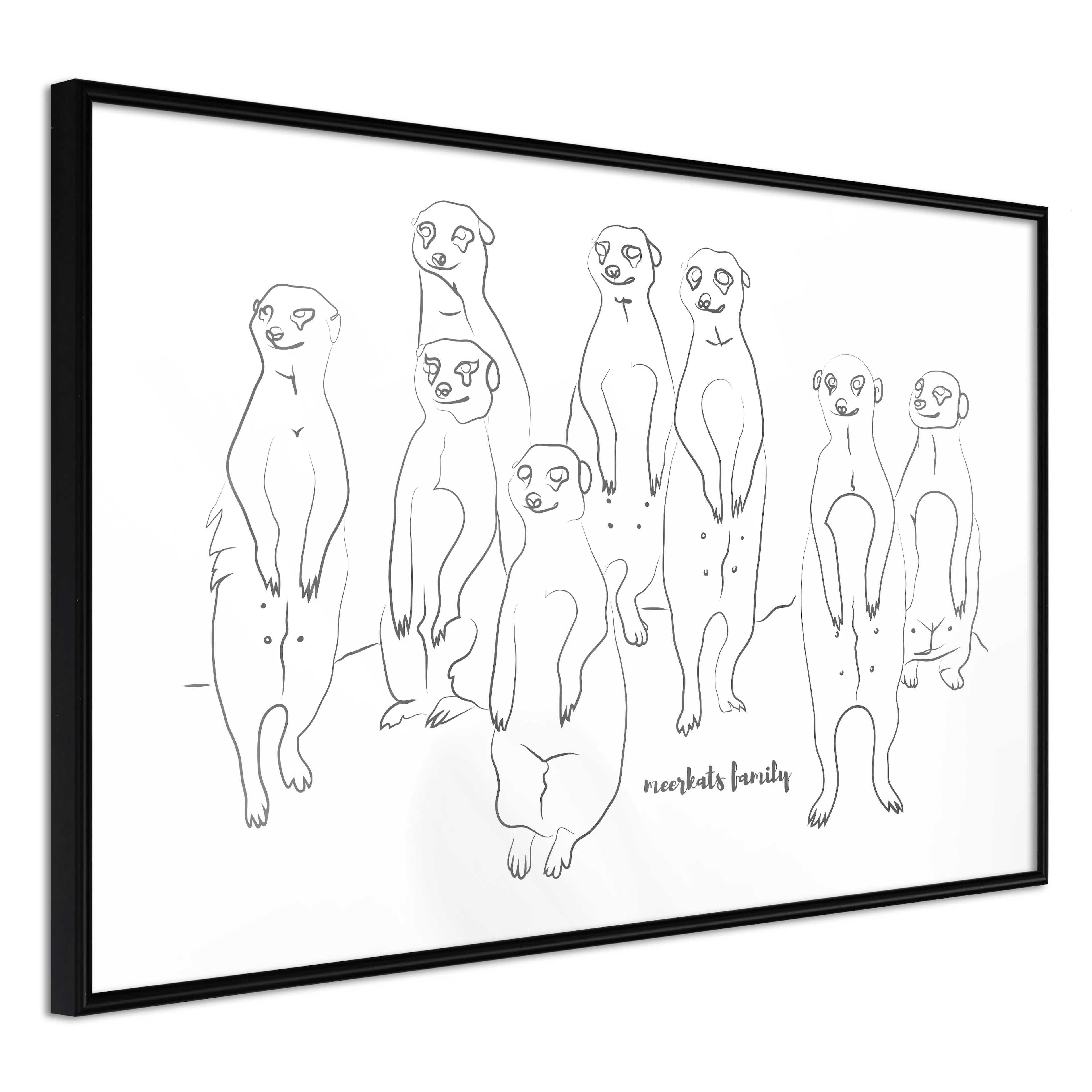 Affisch - Meerkats Family [Poster] 60x40 Svart ram, 60x40 cm