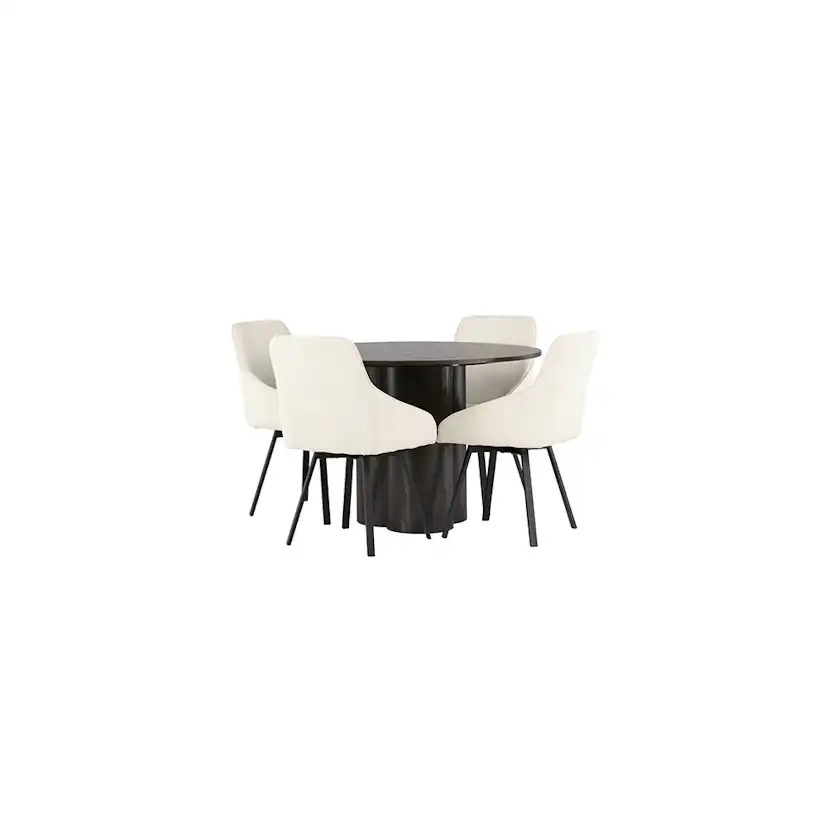 Matgrupp Venture Home Olivia Ø110 cm med 4 st Rosie stolar