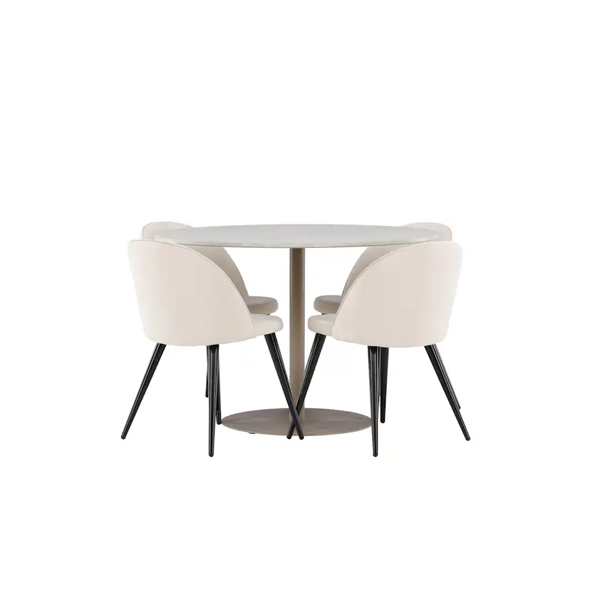 Matgrupp Venture Home Lycke Ø110 med 4 st Velvet Stolar