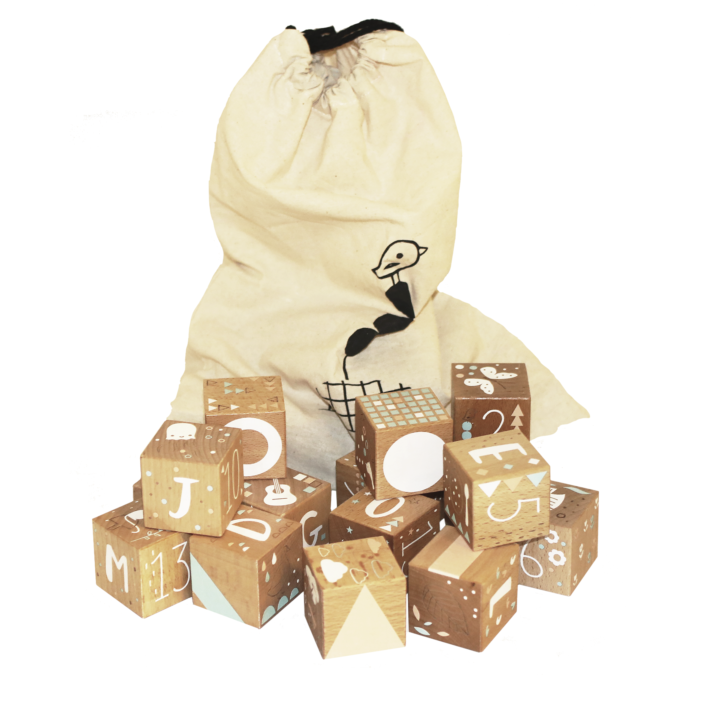 Träklossar Nordic Play I Bokträ 16 st Nature