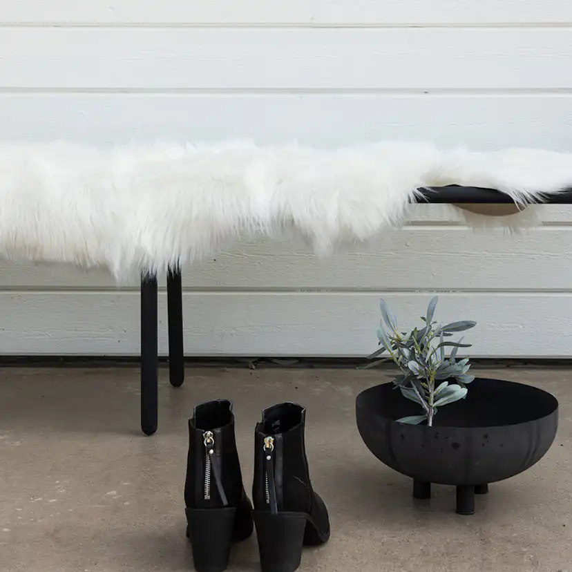 Katy Polyester Fake Fur - 180*55-Pläd-White Vit