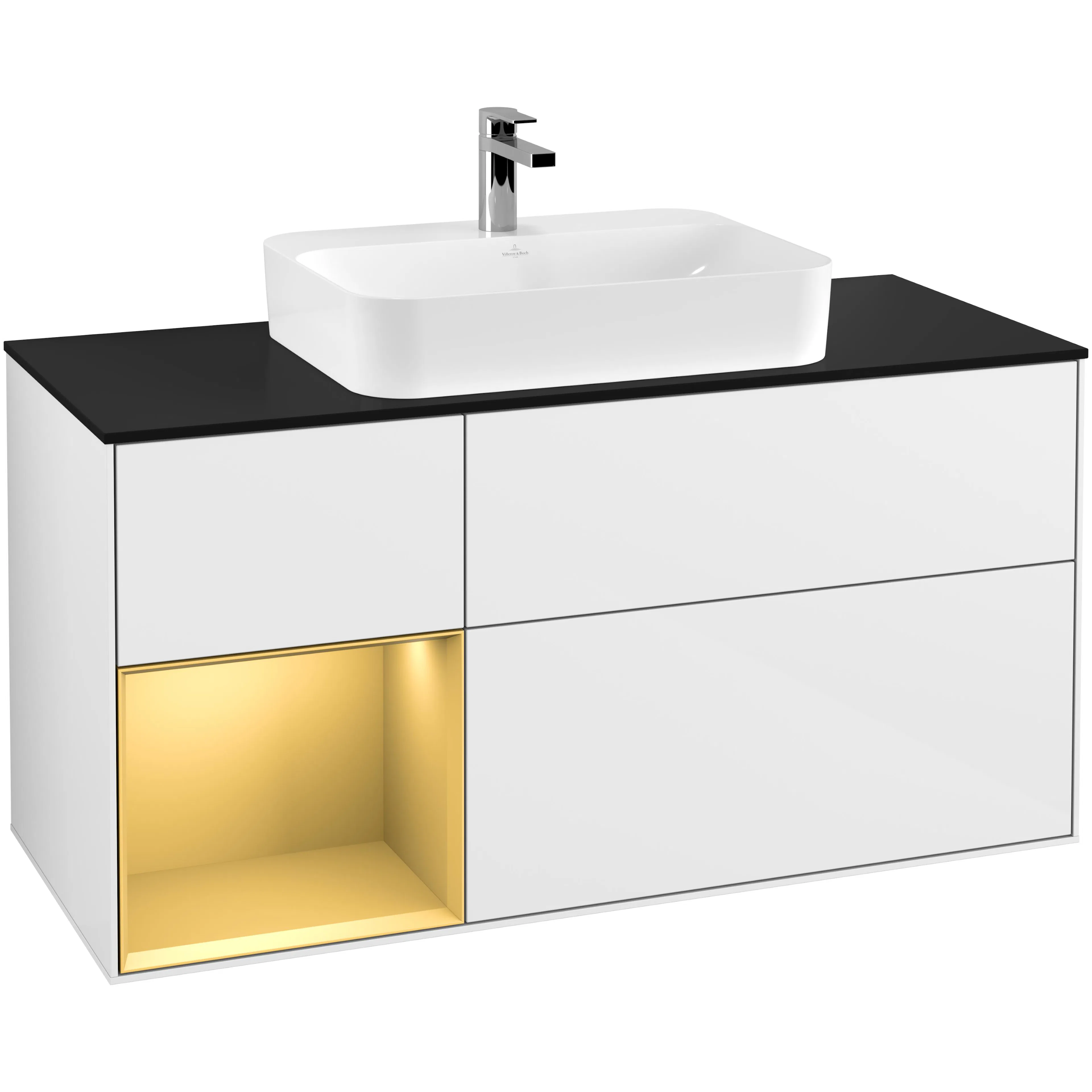 Tvättställsskåp Villeroy & Boch Finion med 3 Lådor Hylla och Bänkskiva för Ytmonterat Tvättställ