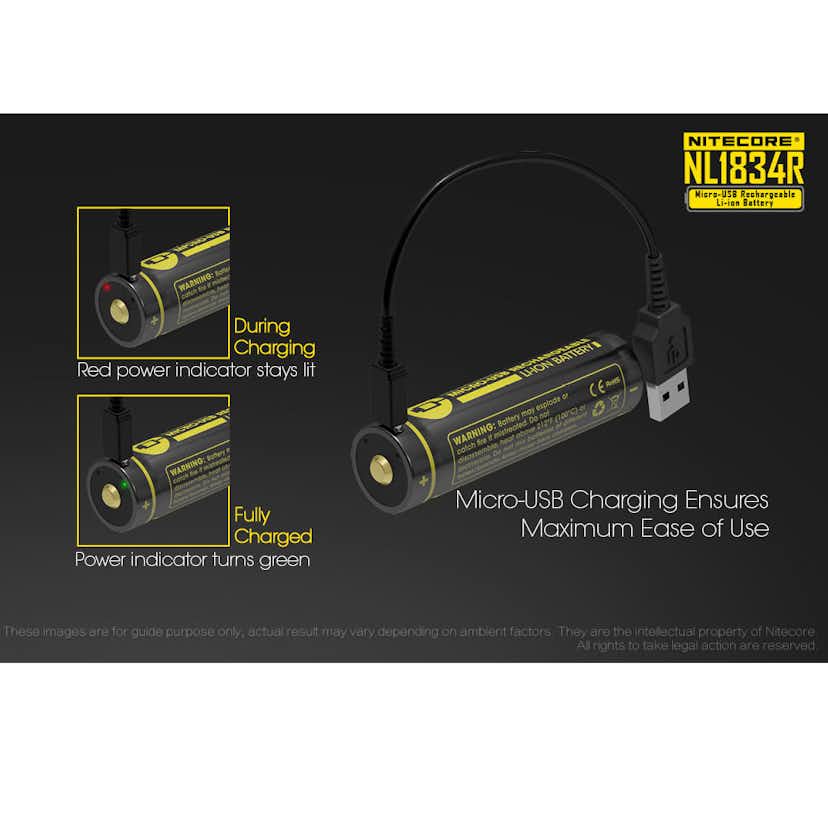 Batteri Nitecore NL1834R 18650 3400mAh Uppladdningsbart