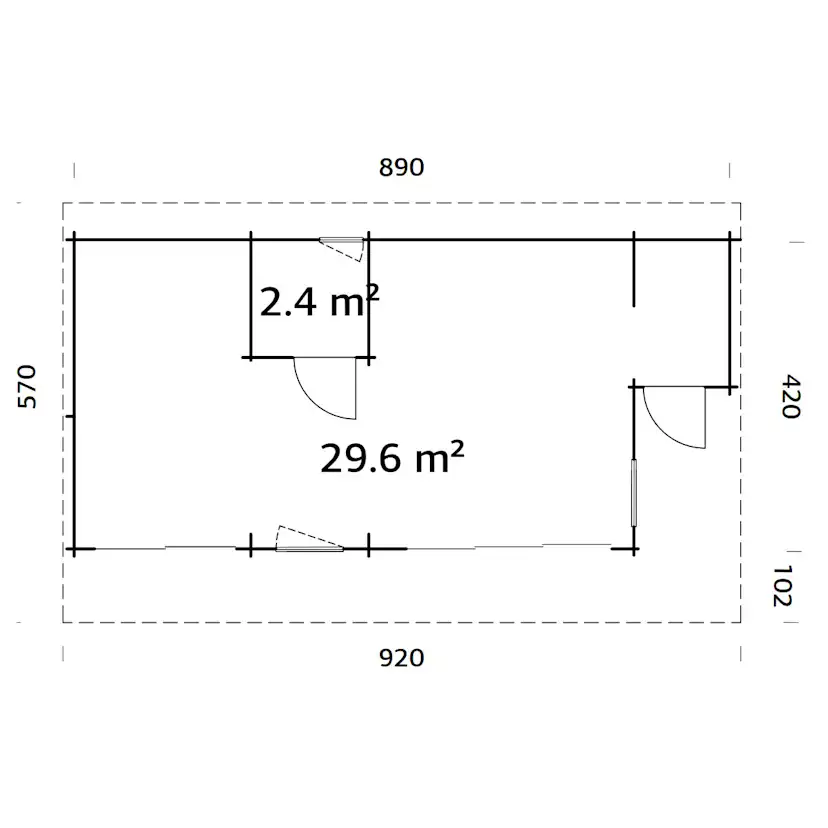 Trädgårdshus Palmako Cecilia 34,6 m2