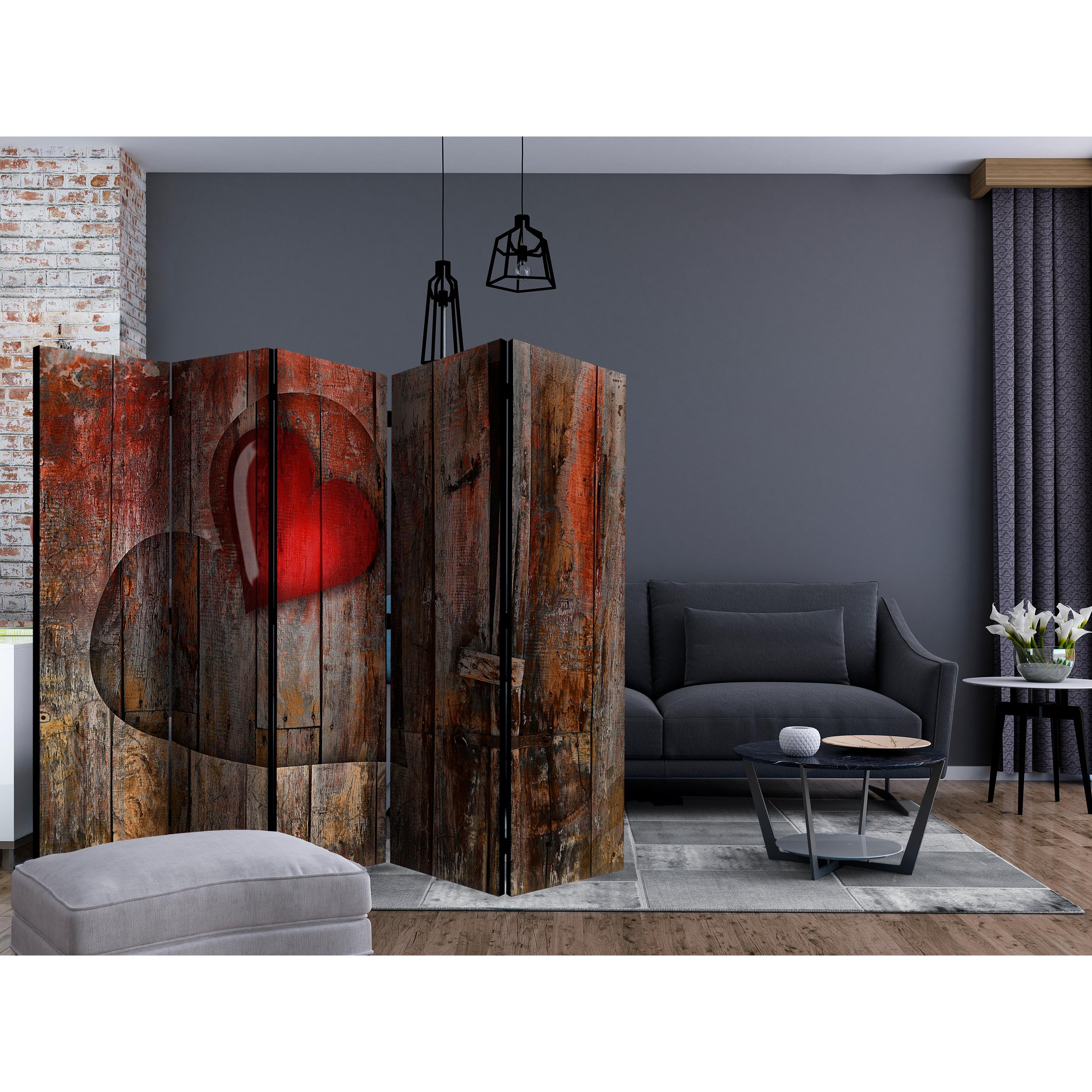 Rumsavdelare Arkiio Heart on Wooden Background II 225x172 cm