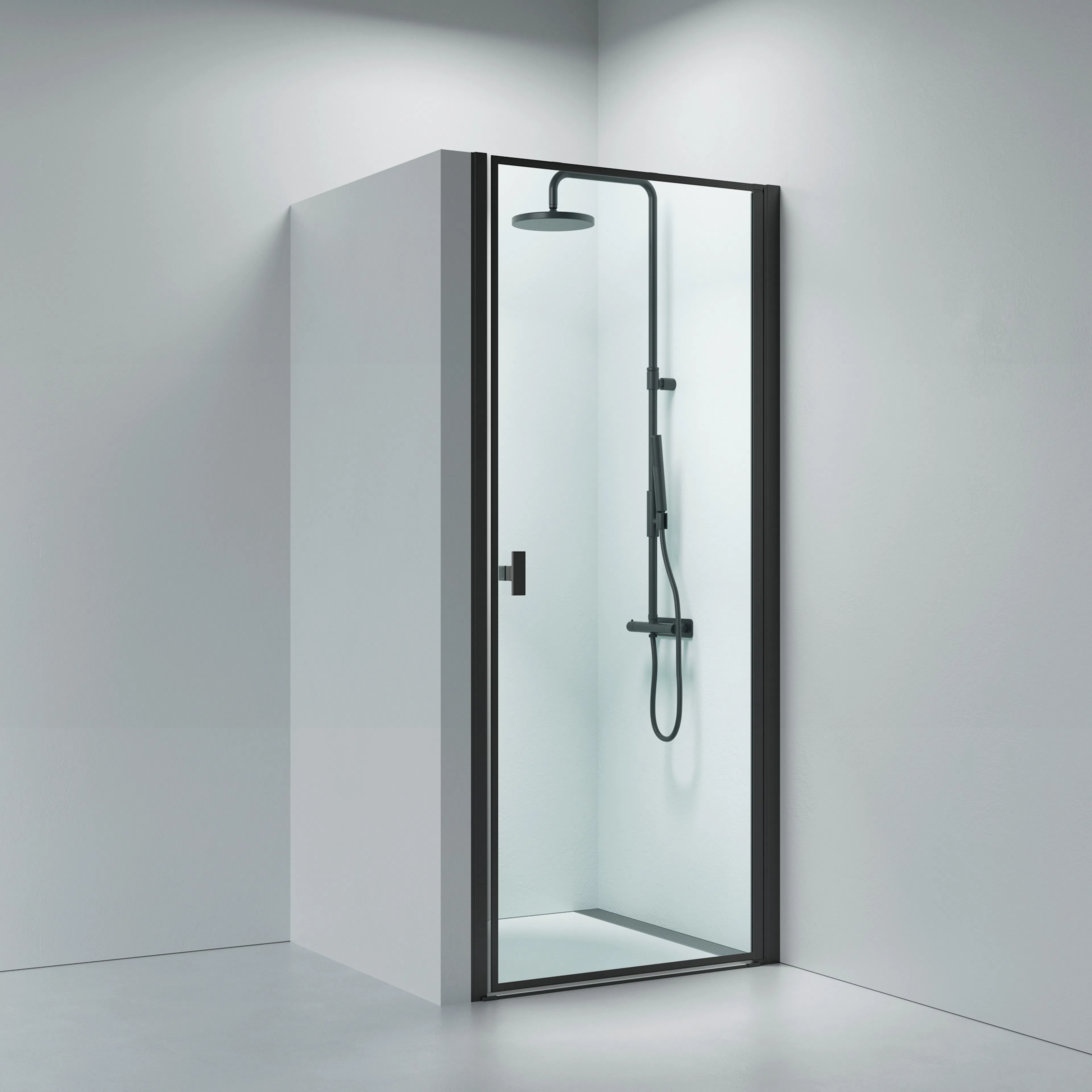 Noma 20 svängdörr höger 800 mm 6 mm glas med matt svart prof Bredd: 800 mm, Mattsvart, Höger