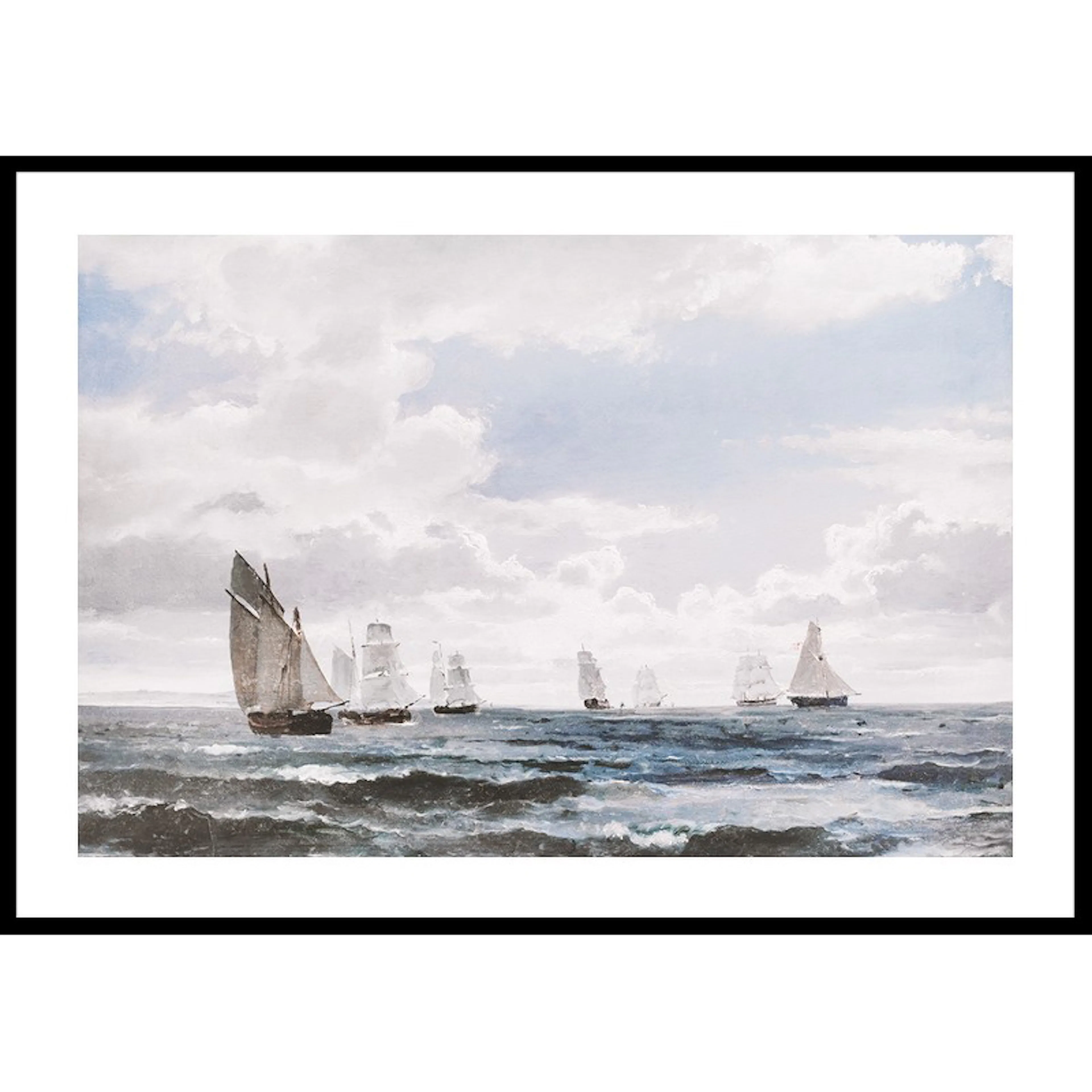 Sejlskibe I Sundet Syd For Kronborg By Carl Frederik Sørense 70x100 cm