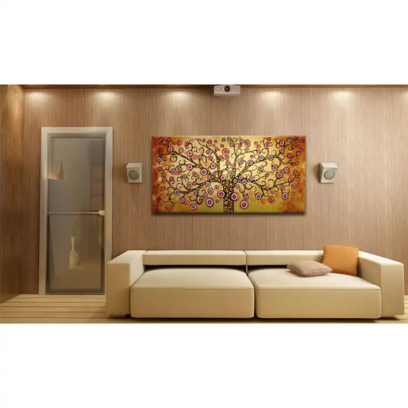 Handmålad Tavla Arkiio Påfågel tTräd 120x60