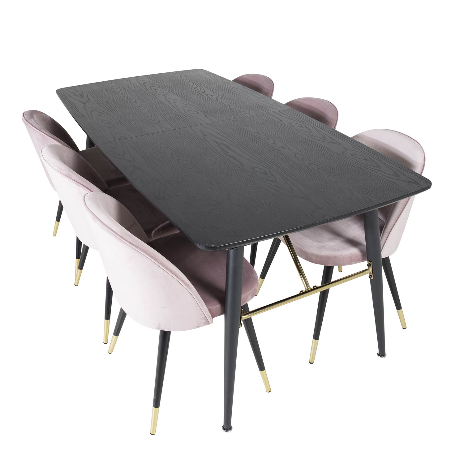 Matgrupp Venture Home Gold med 6 Velvet Stolar