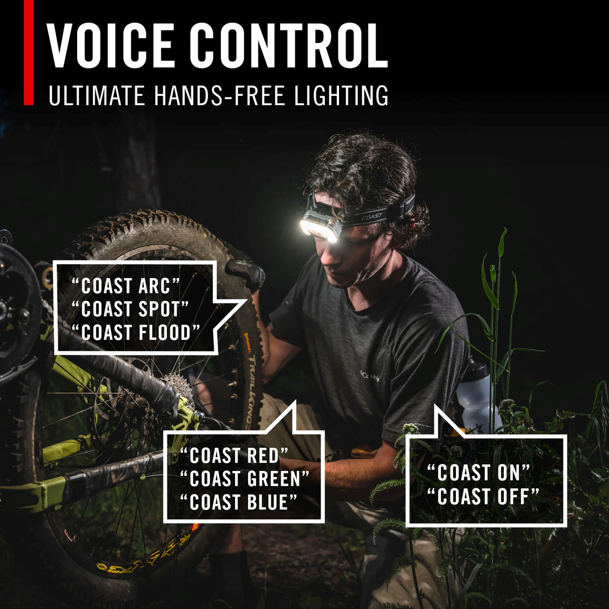 Uppladdningsbar Coast RL35R Pannlampa med röststyrning 1000 lumen