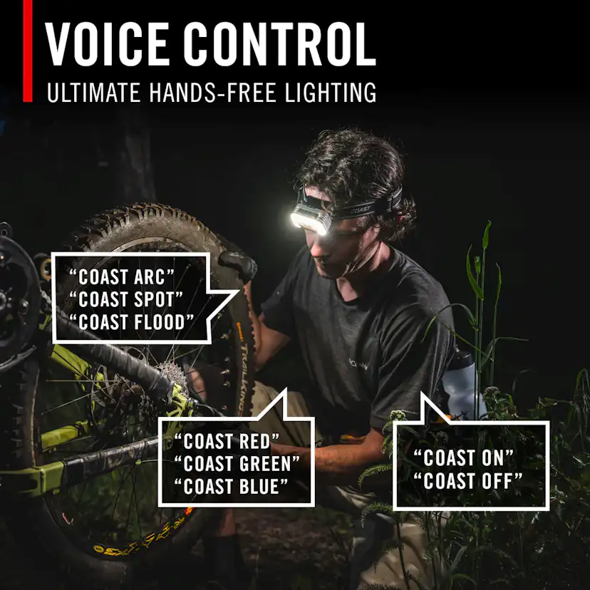 Uppladdningsbar Coast RL35R Pannlampa med röststyrning 1000 lumen